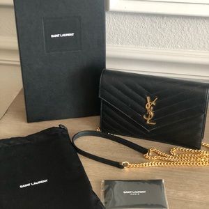 YSL Wallet on a chain handbag.